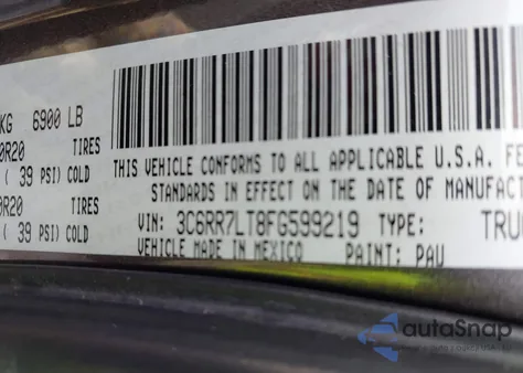 2015 Ram 1500 z USA, uszkodzony, nr VIN 3C6RR7LT8FG599219